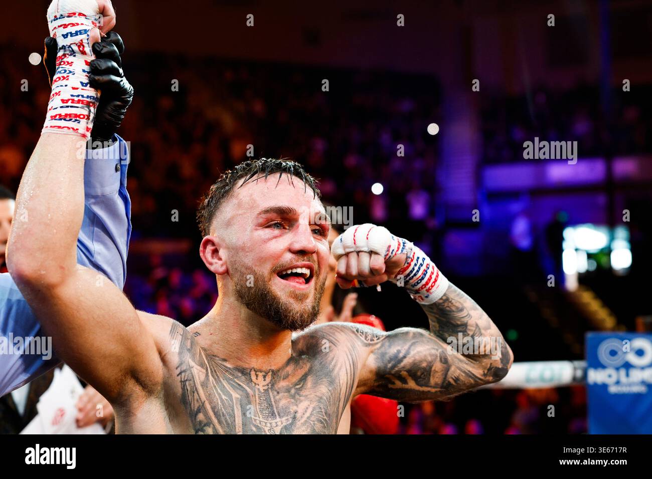Sam Goodman celebrates victory against Rodrigo Ruiz in his IBF Super ...