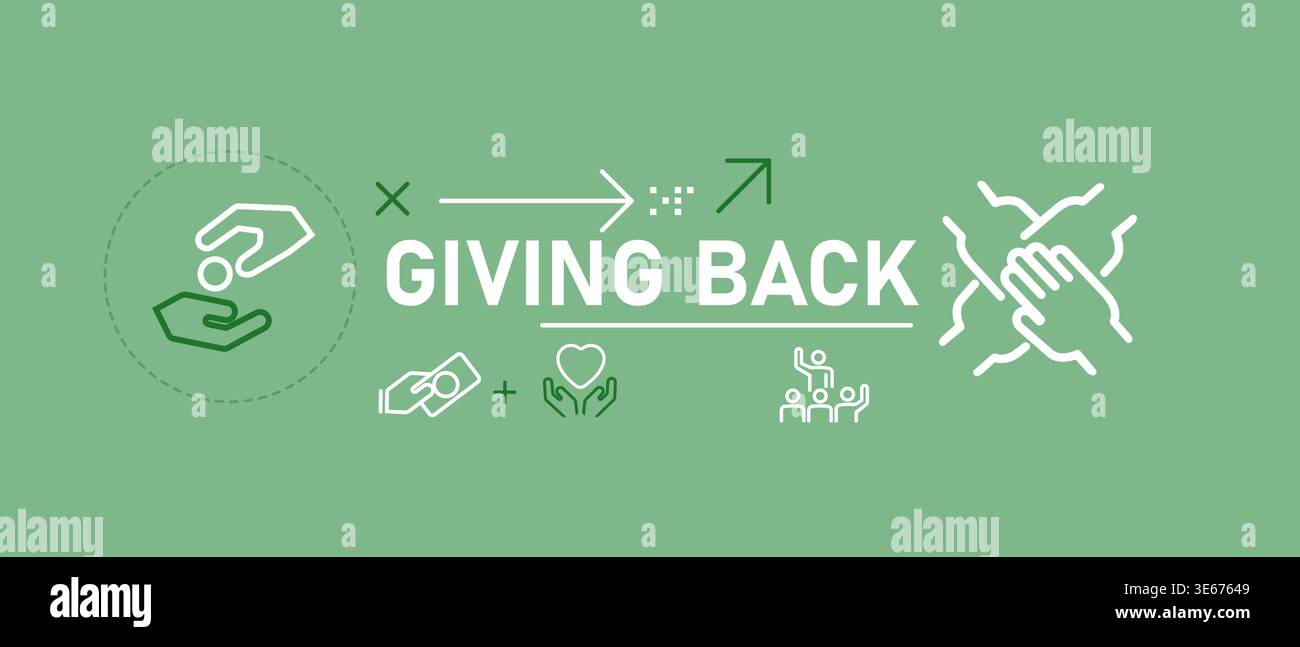 Giving back banner charity icons community support donation social ...