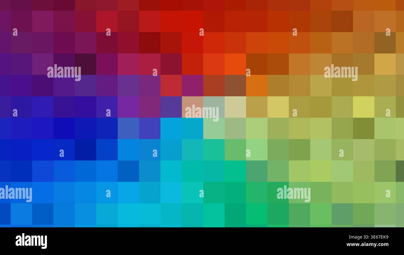 Colorful pixelated mosaic grid forming a smooth abstract gradient background Stock Photo