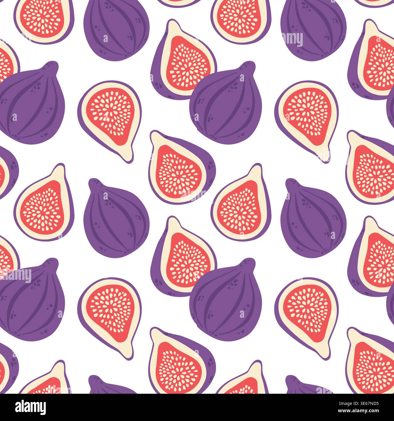 Fig seamless pattern, organic fruit background vector Stock Vector