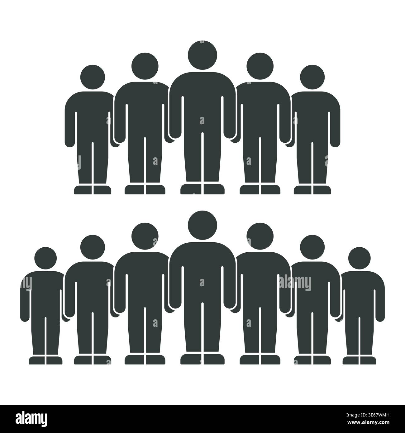 Minimalist People Infographic with Grouped Figures in Rows Stock Vector