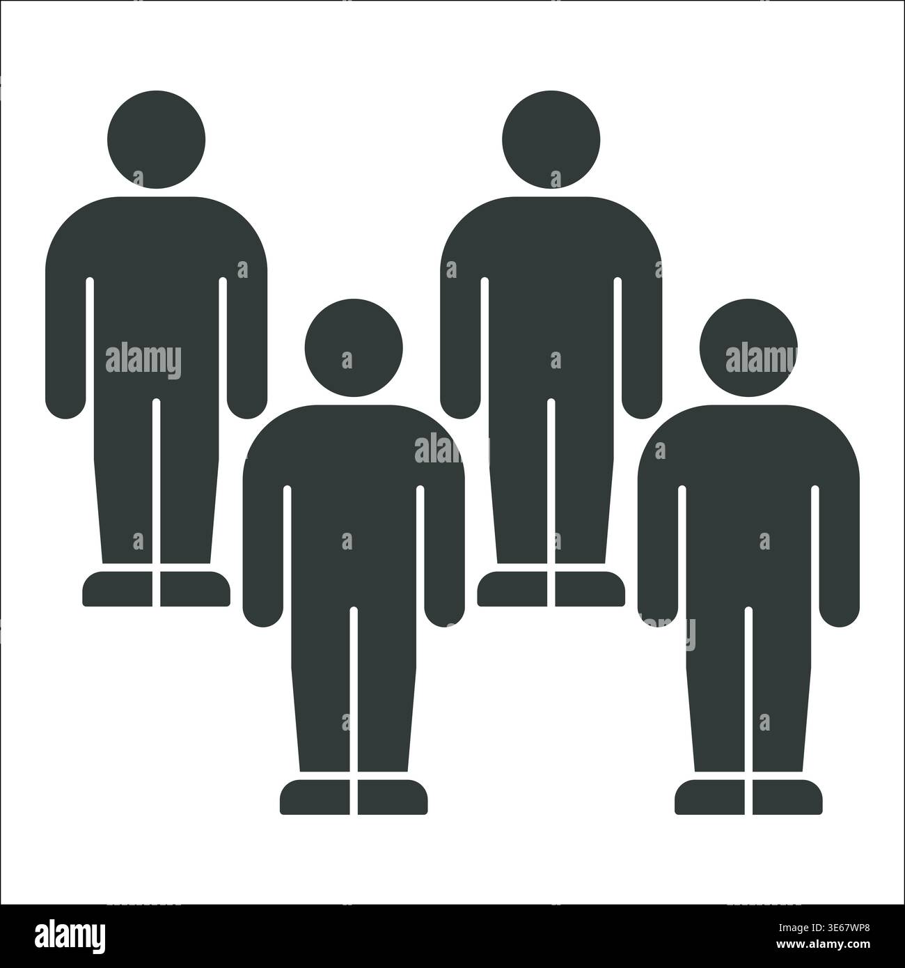 Four Human Figures in Staggered Team Formation Stock Vector