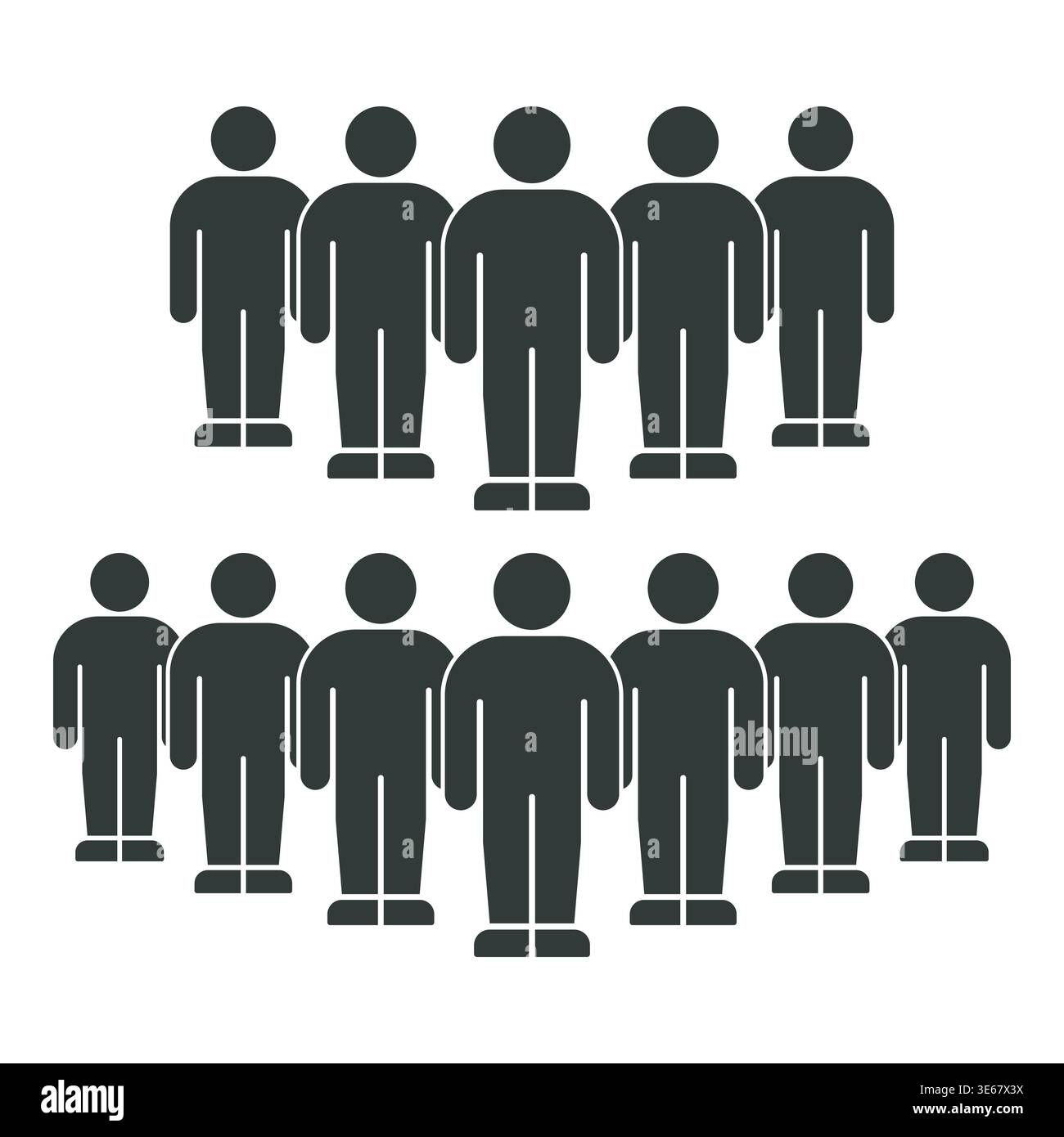 Minimalist People Infographic with Grouped Figures in Rows Stock Vector