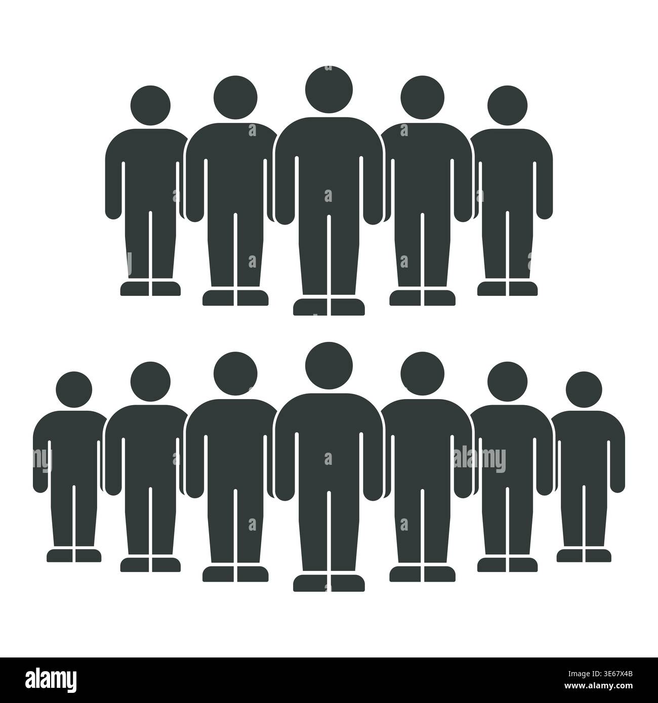 Minimalist People Infographic with Grouped Figures in Rows Stock Vector