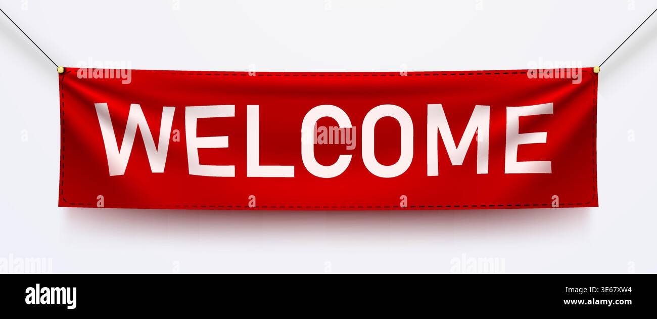 Welcome Red Color Image Welcome sign entrance visitor Stock Vector Images - Alamy