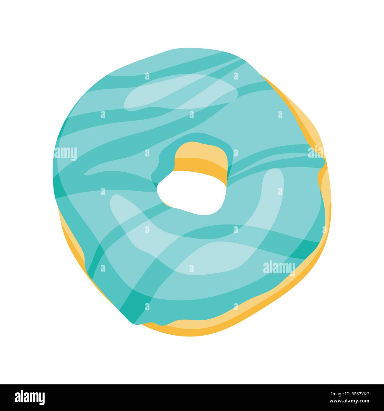 Flat vector illustration blue glazed donut, isolated on white background  Stock Vector