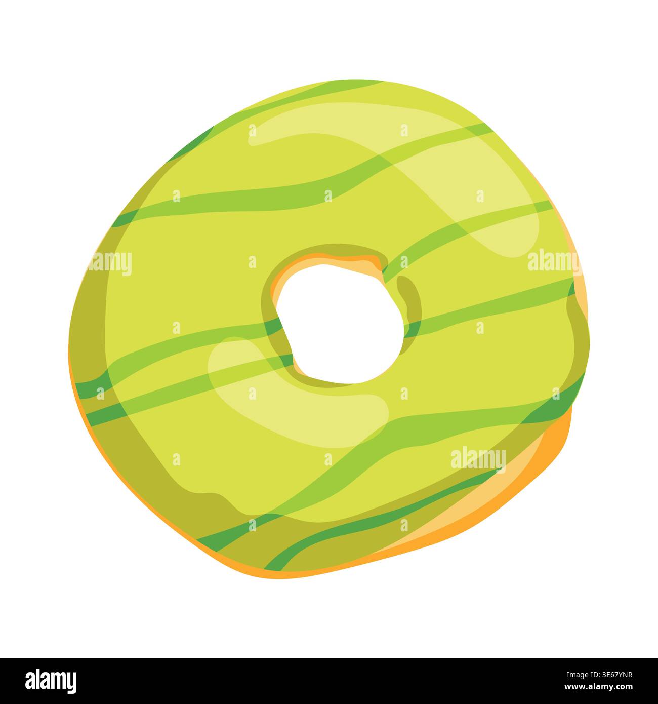 Flat vector illustration pistachio glazed donut, on white background Stock Vector