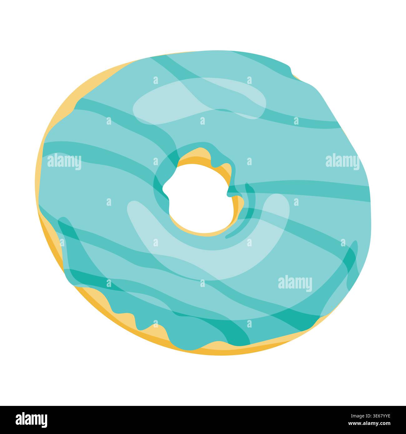 Flat vector illustration blue glazed donut, isolated on white background Stock Vector
