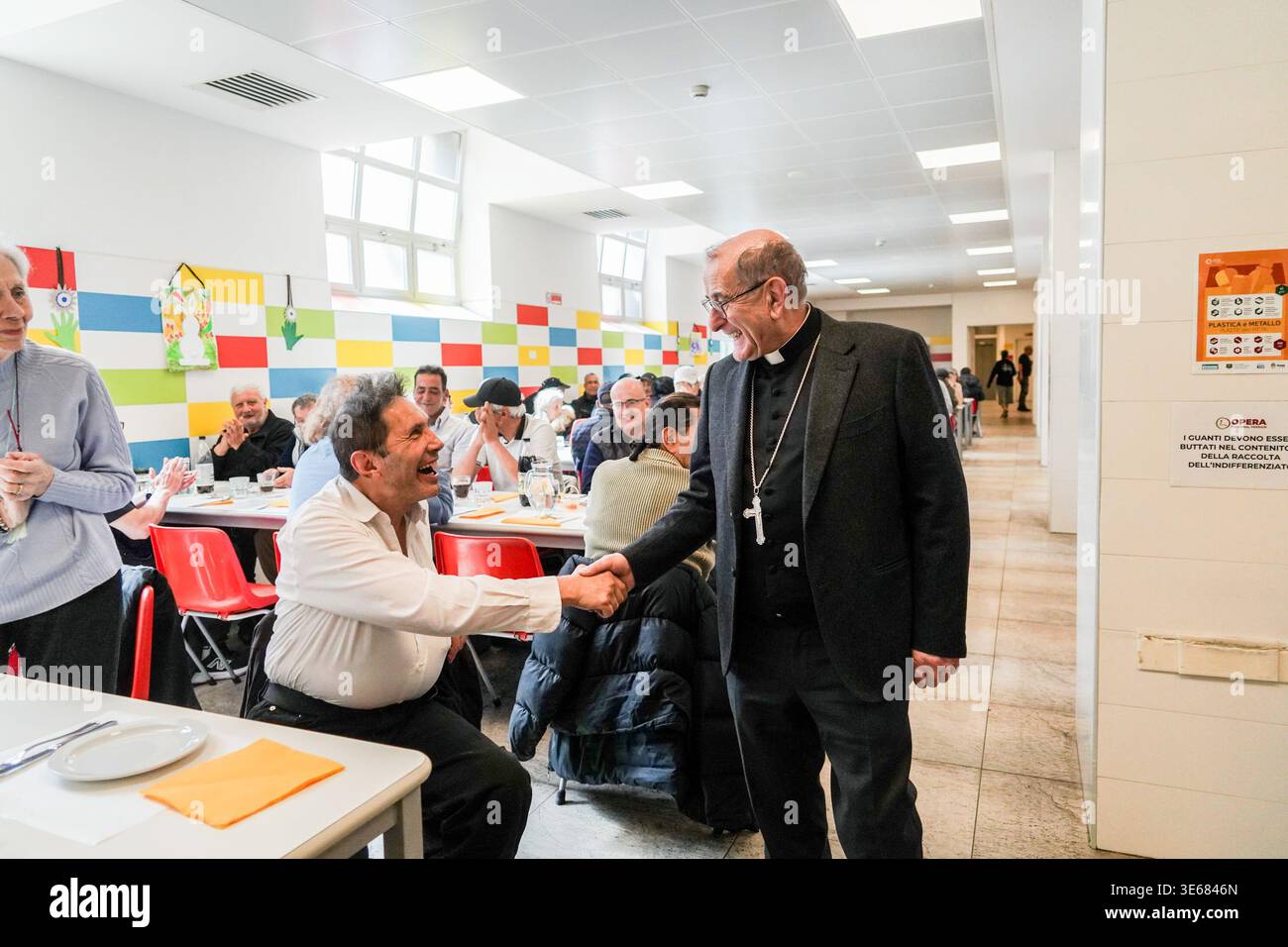 MILAN - Archbishop Mario Delpini of Milan dines at the annual Easter ...