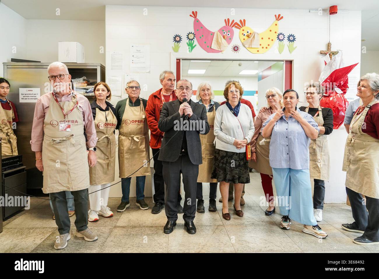 MILAN - Archbishop Mario Delpini of Milan dines at the annual Easter ...