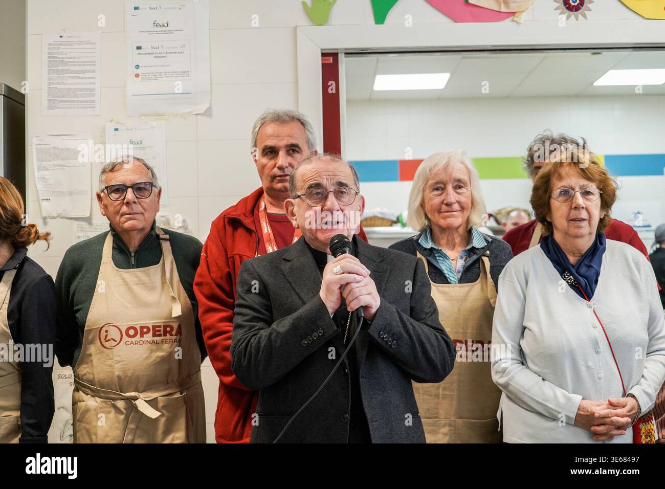MILAN - Archbishop Mario Delpini of Milan dines at the annual Easter ...