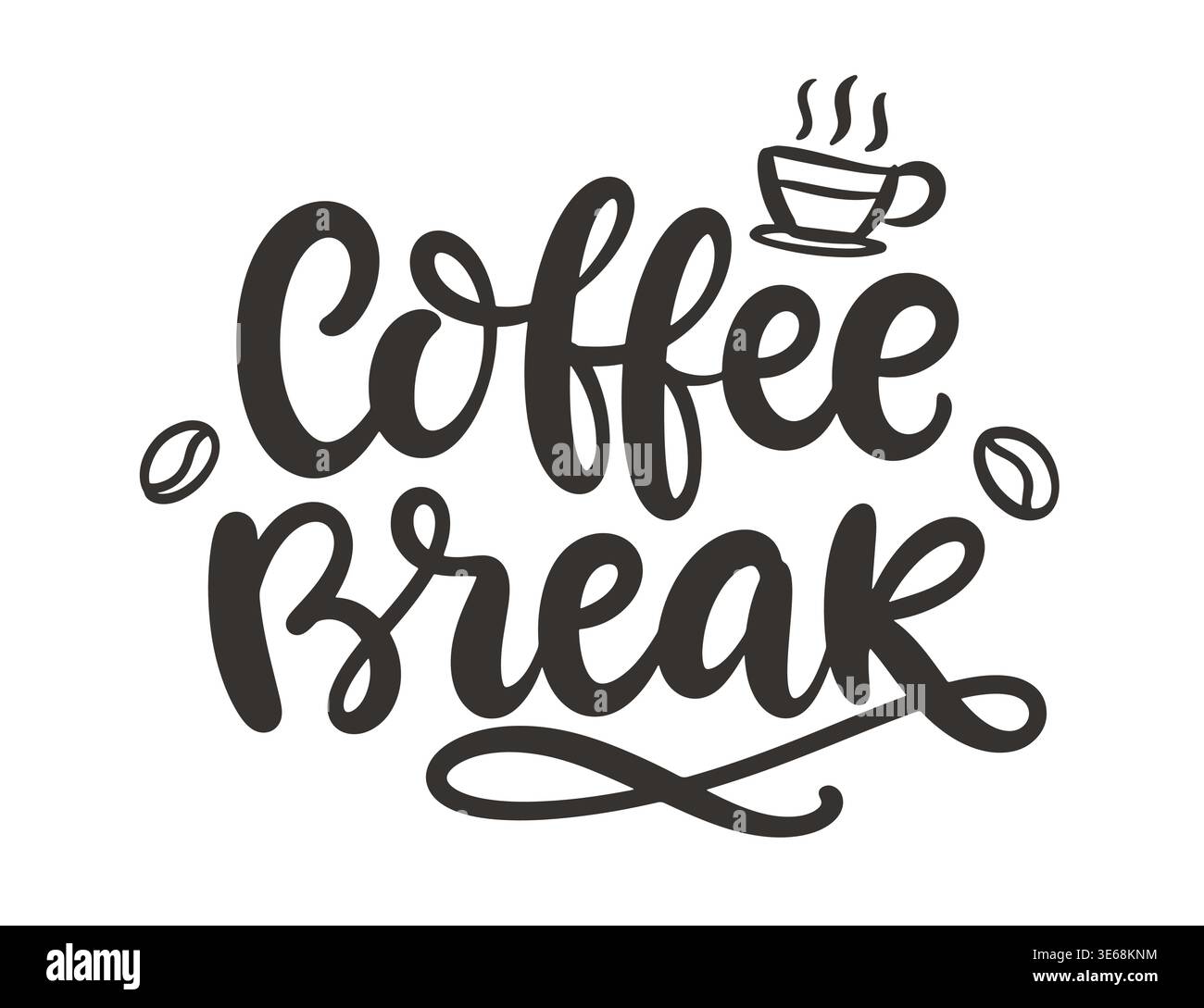 Coffee Break hand written lettering typography Stock Vector