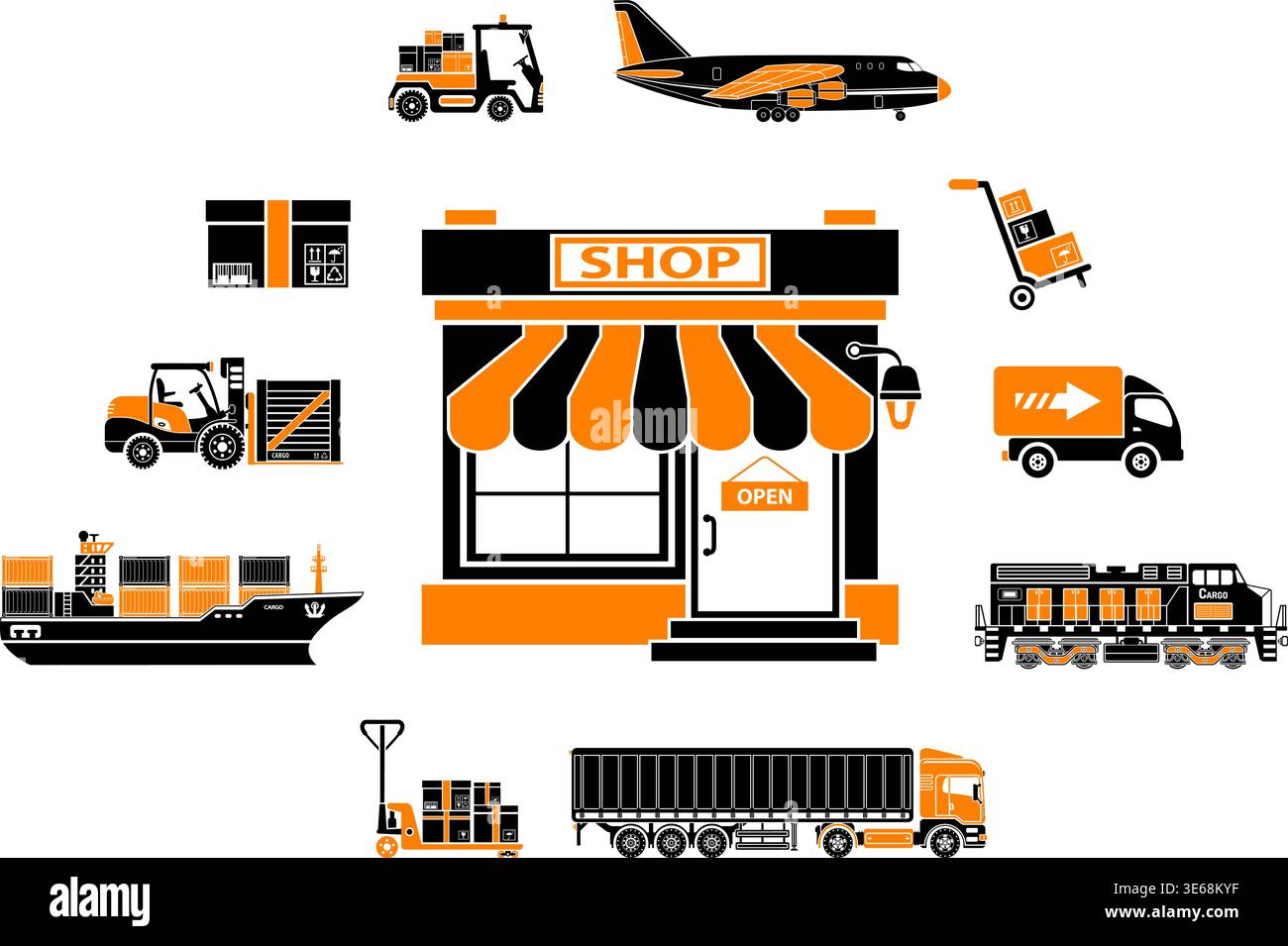 Two shipping container icons hi-res stock photography and images - Alamy