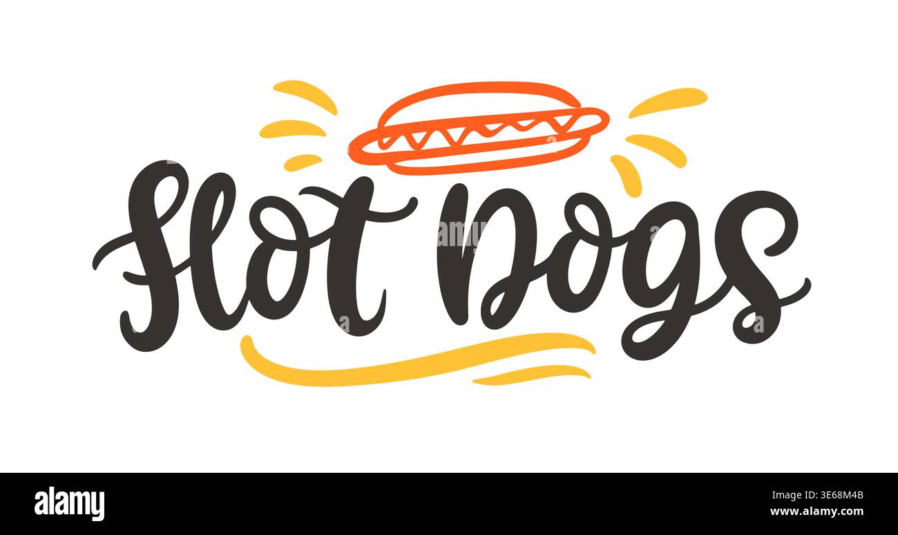 Hot Dogs hand lettering logo vector typography  Stock Vector