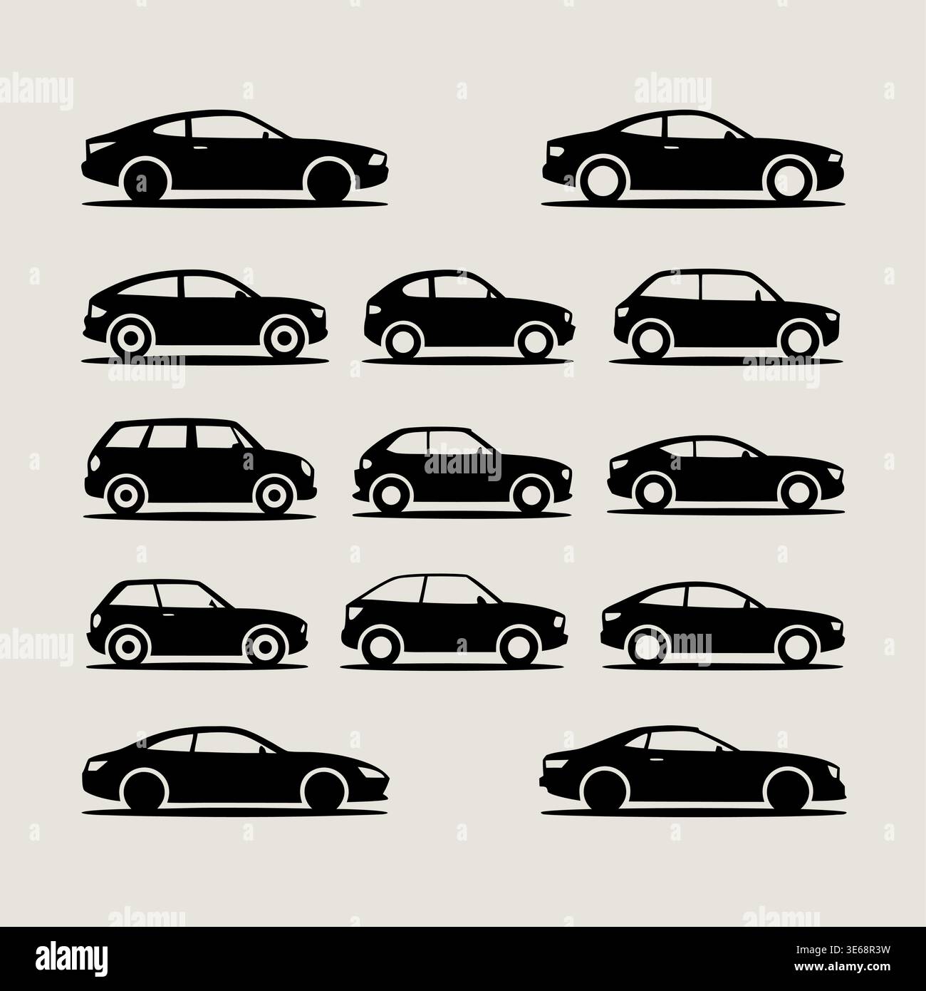 A collection of silhouettes of different car body styles, perfect for ...