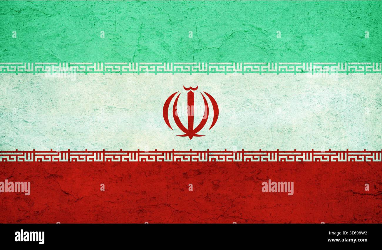 Grunge image of Iranian flag. High resolution. Stock Photo