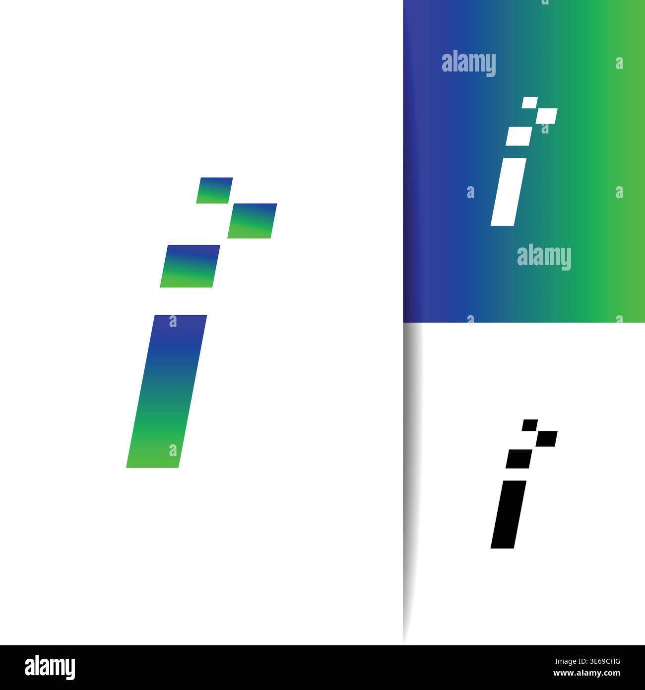 Modern pixel style icon featuring the letter I, created with clean geometric squares and sharp edges. Ideal for digital branding, app interfaces, logo Stock Vector