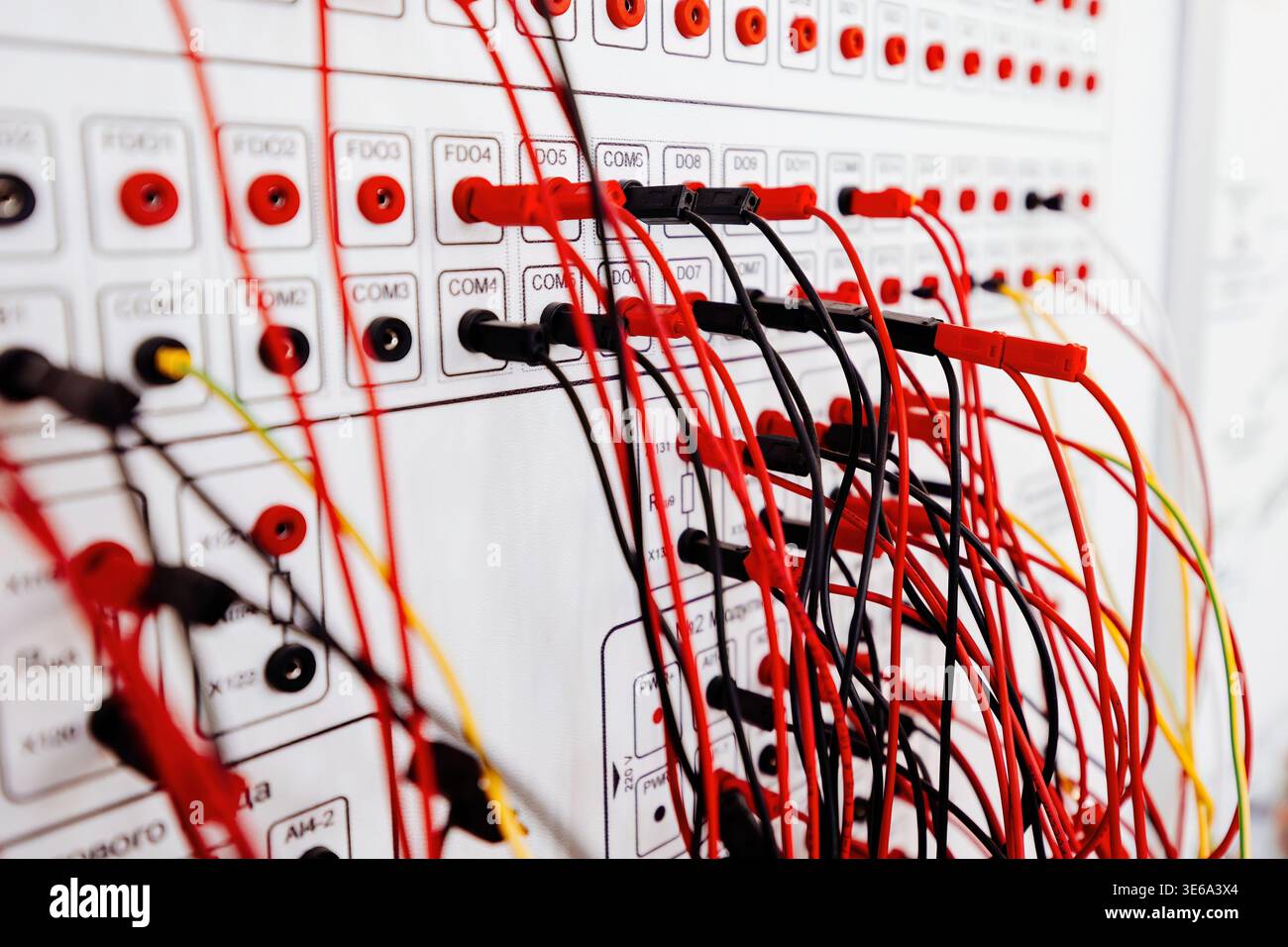 Connecting of cables, close up. Stock Photo