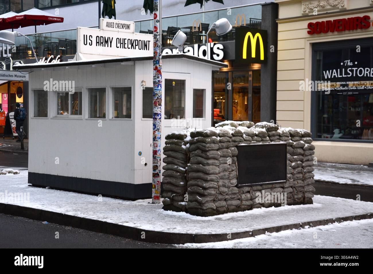 Checkpoint Charlie in the snow - Berlin February 2026 Stock Photo - Alamy
