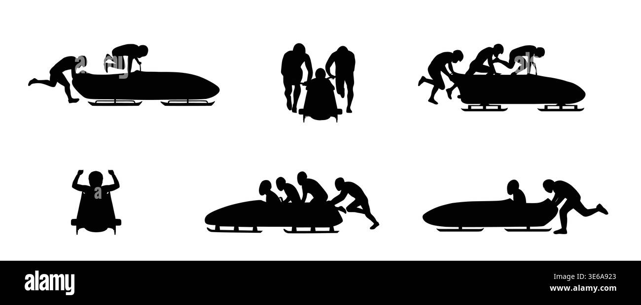 Bobsleigh sports silhouette Stock Vector
