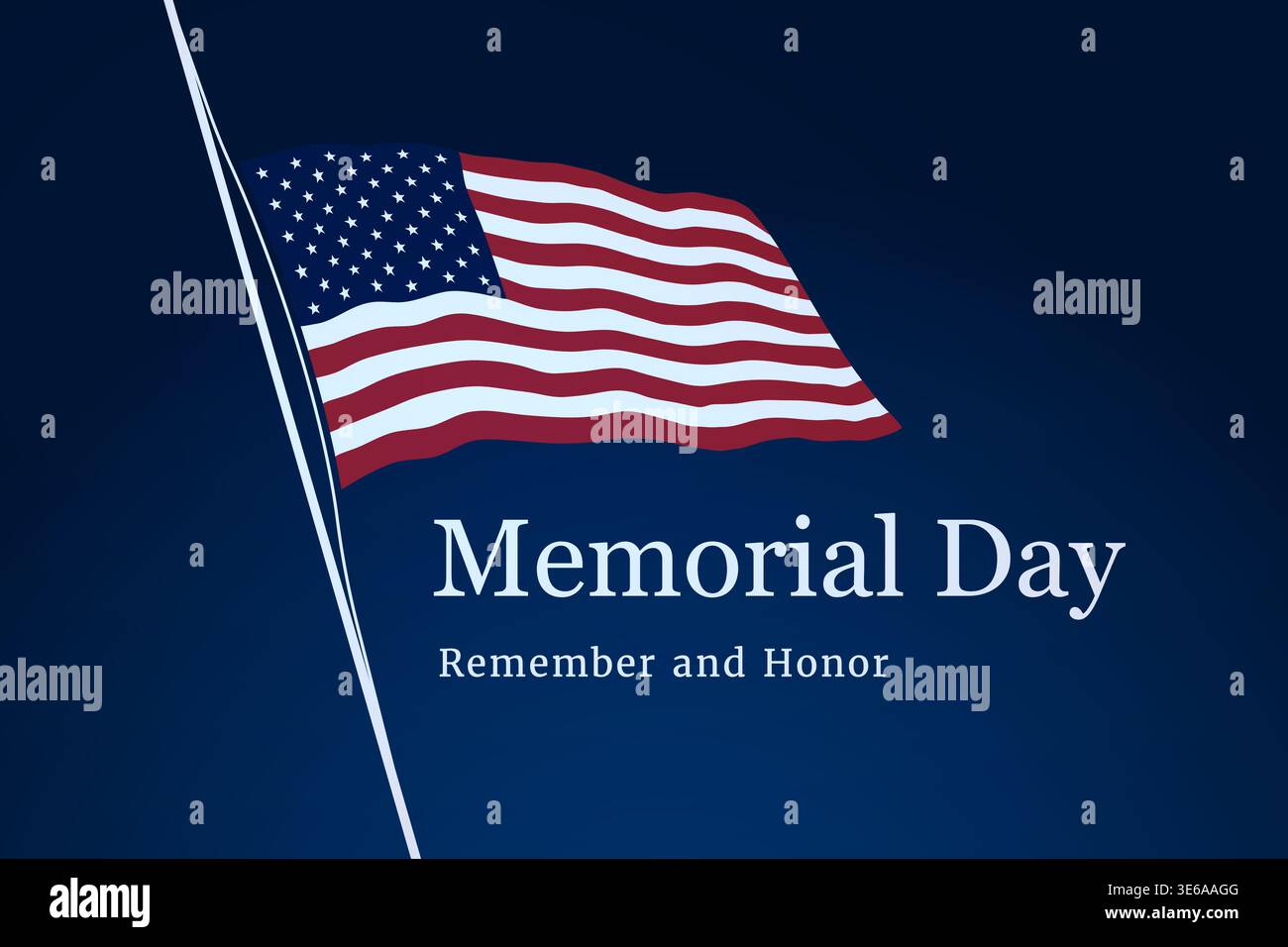 US Memorial day background with US flag and remember and honor text ...