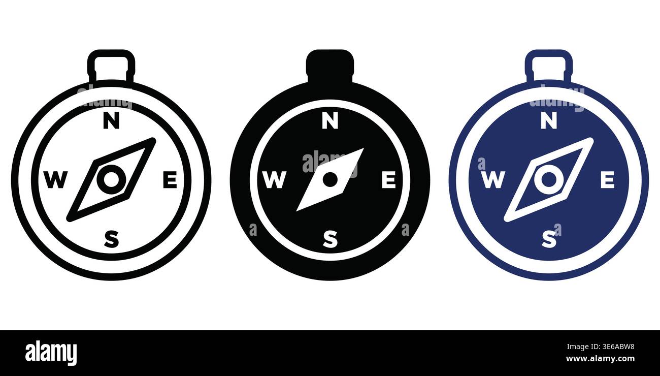 Three distinct styles of classic compass designs displayed side by side ...