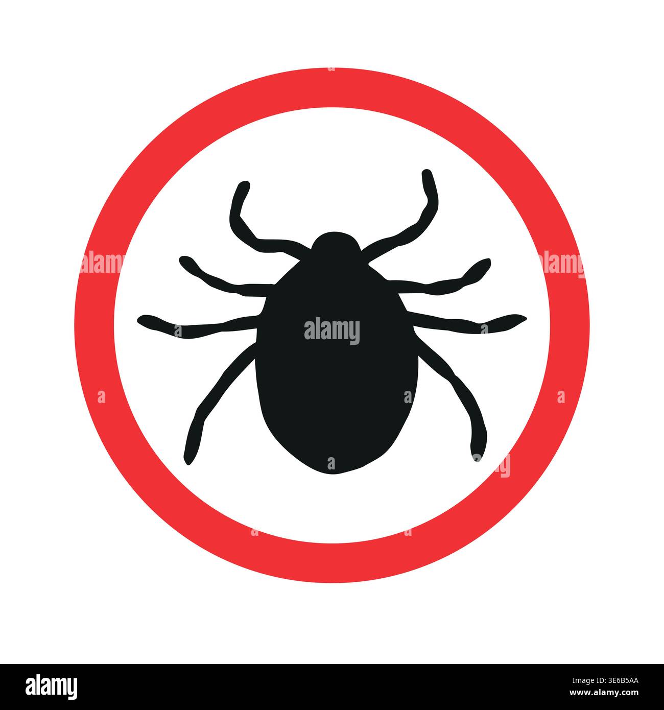 Vector hand drawn mite silhouette in red circle isolated on white background Stock Vector
