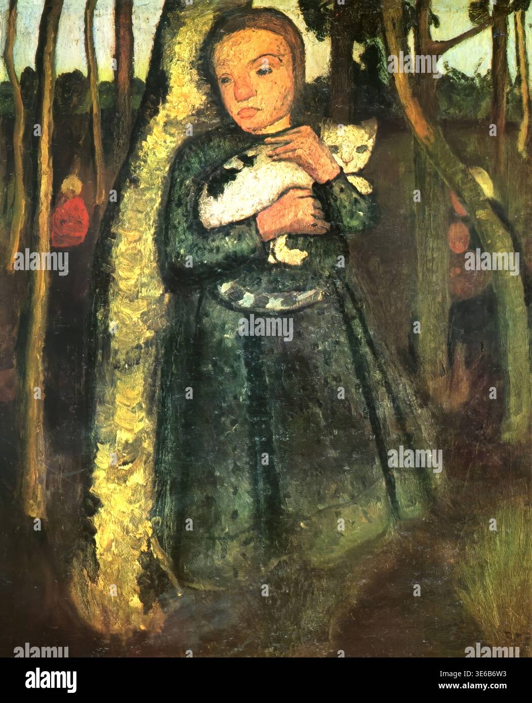 Paula Modersohn-Becker – Mädchen mit Katze im Birkenwald: German Early ...