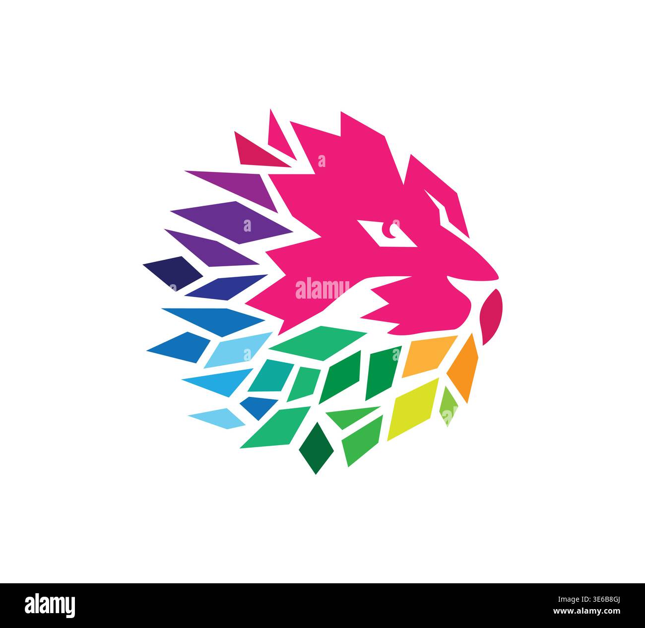 Colorful Creative Geometric Lion Head Symbol Vector Stock Vector
