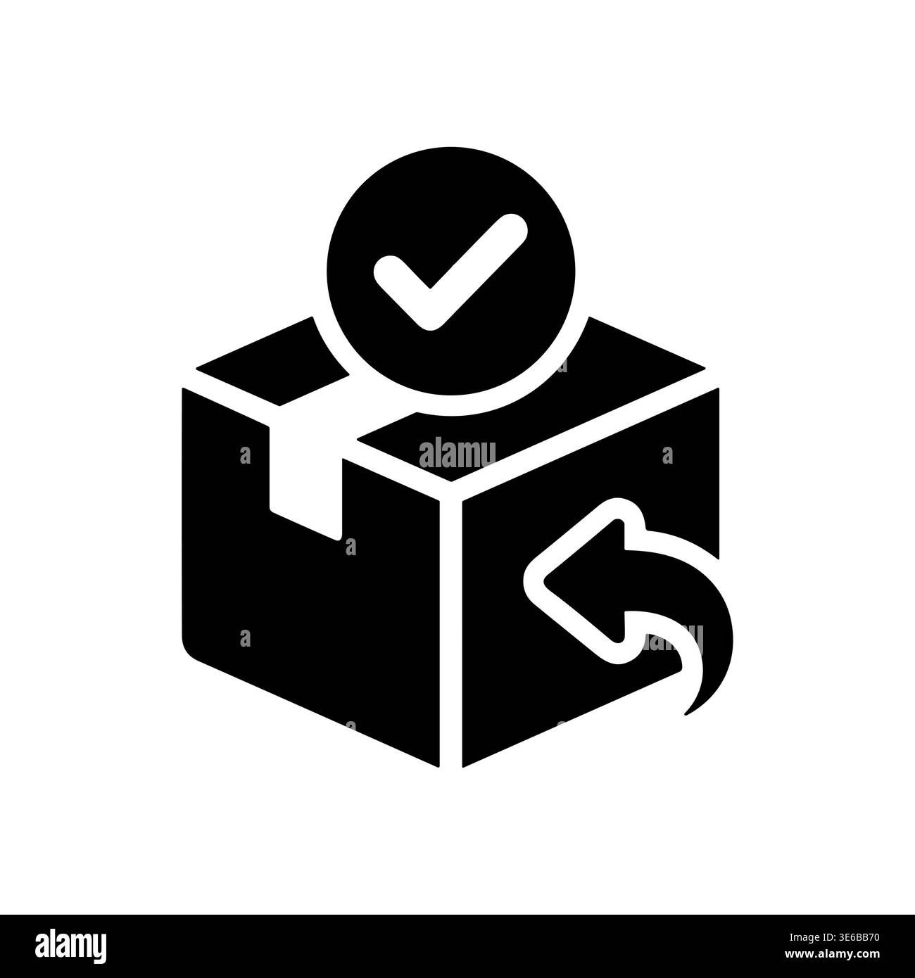 Return confirmed icon vector illustration in black and white Stock Vector