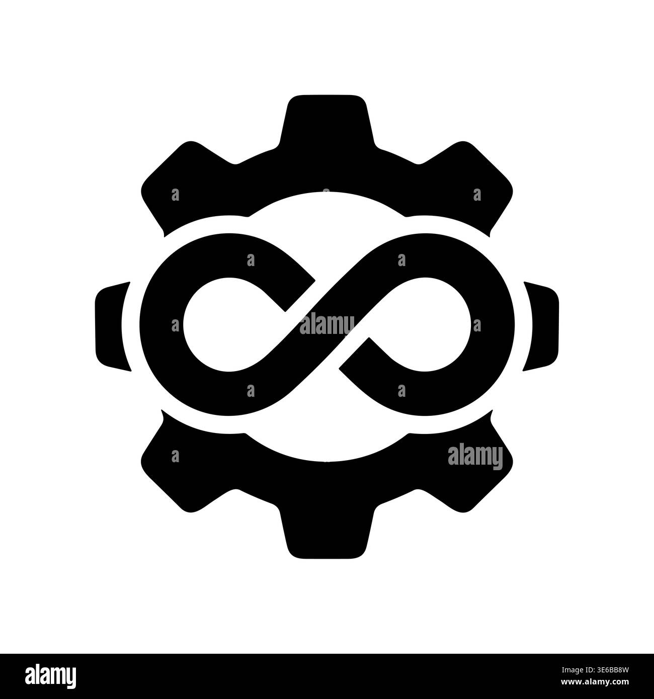 DevOps Icon Silhouette with Gear and Infinity Symbol Stock Vector