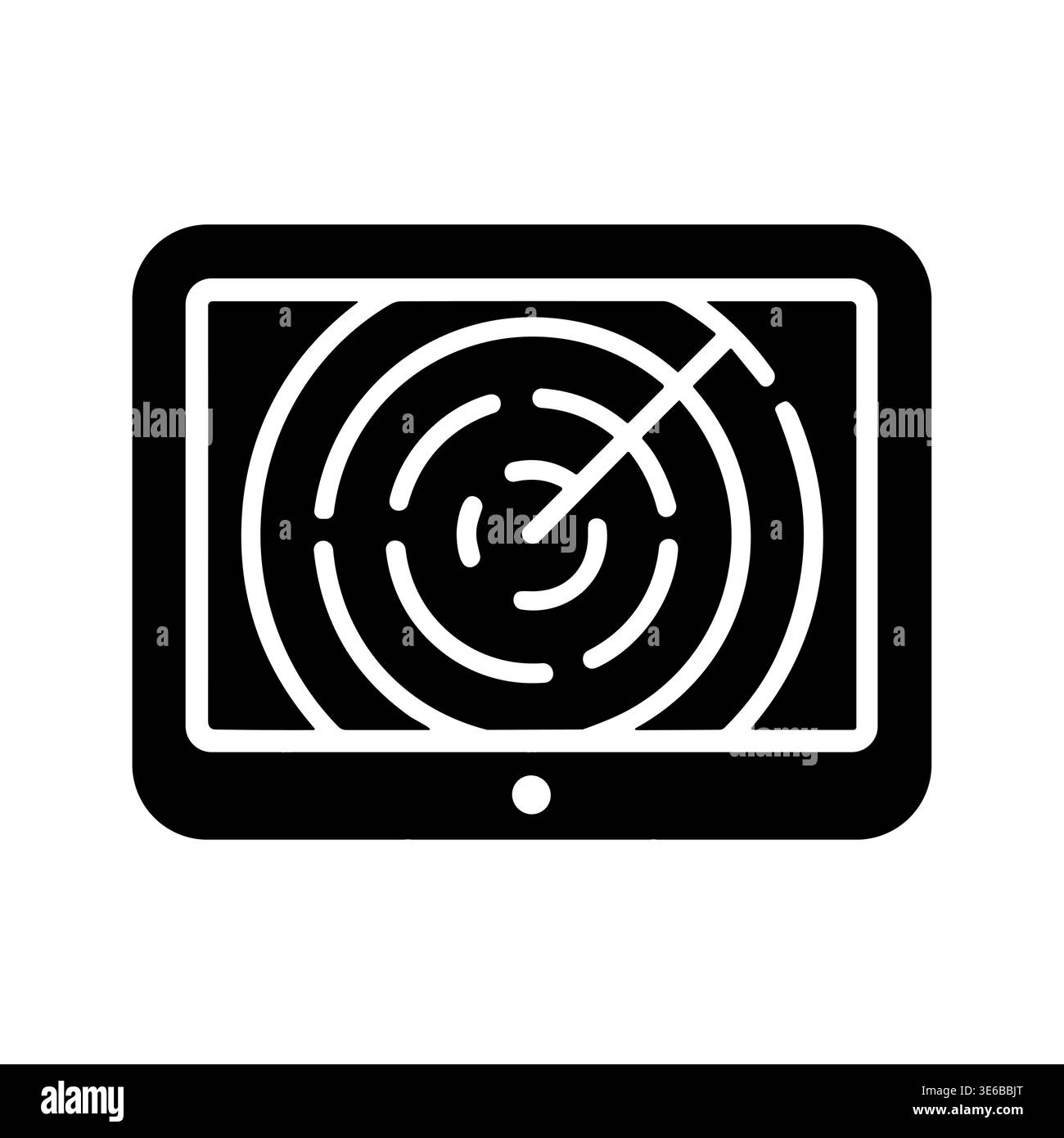 Radar screen with scanning beam black and white glyph icon Stock Vector ...