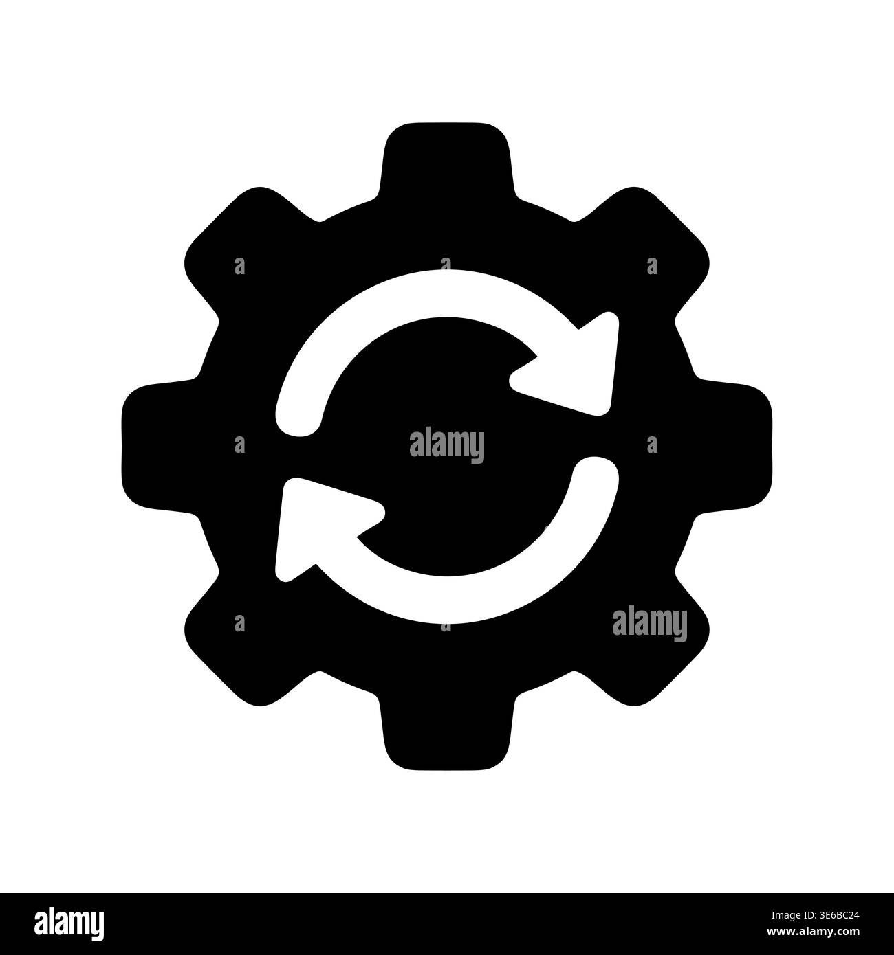 Gear icon with circular arrows symbolizing process or update. Stock Vector