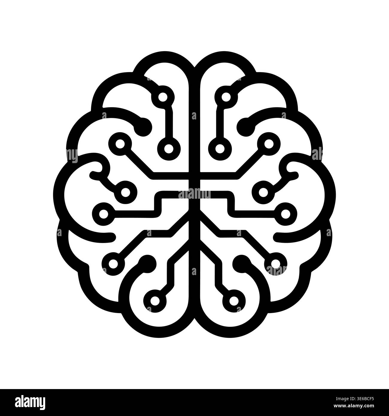 Abstract brain symbol with electronic circuits, digital art style Stock Vector