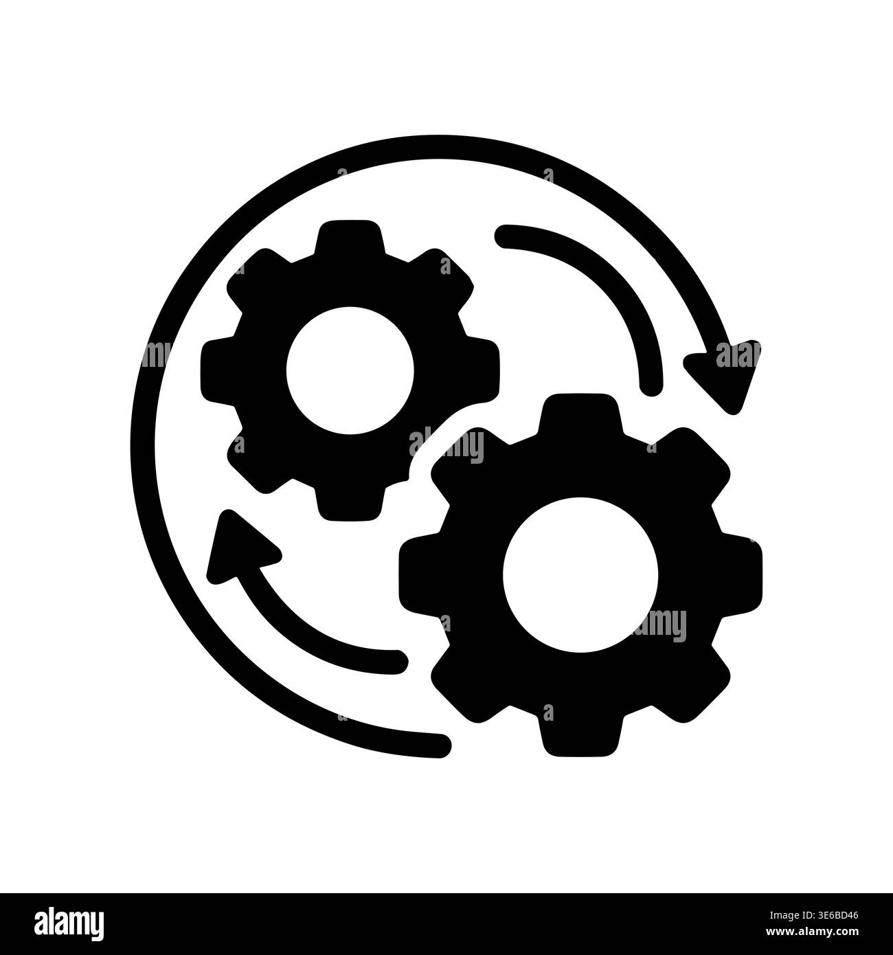 Gears mechanism icon vector illustration in solid black style Stock Vector