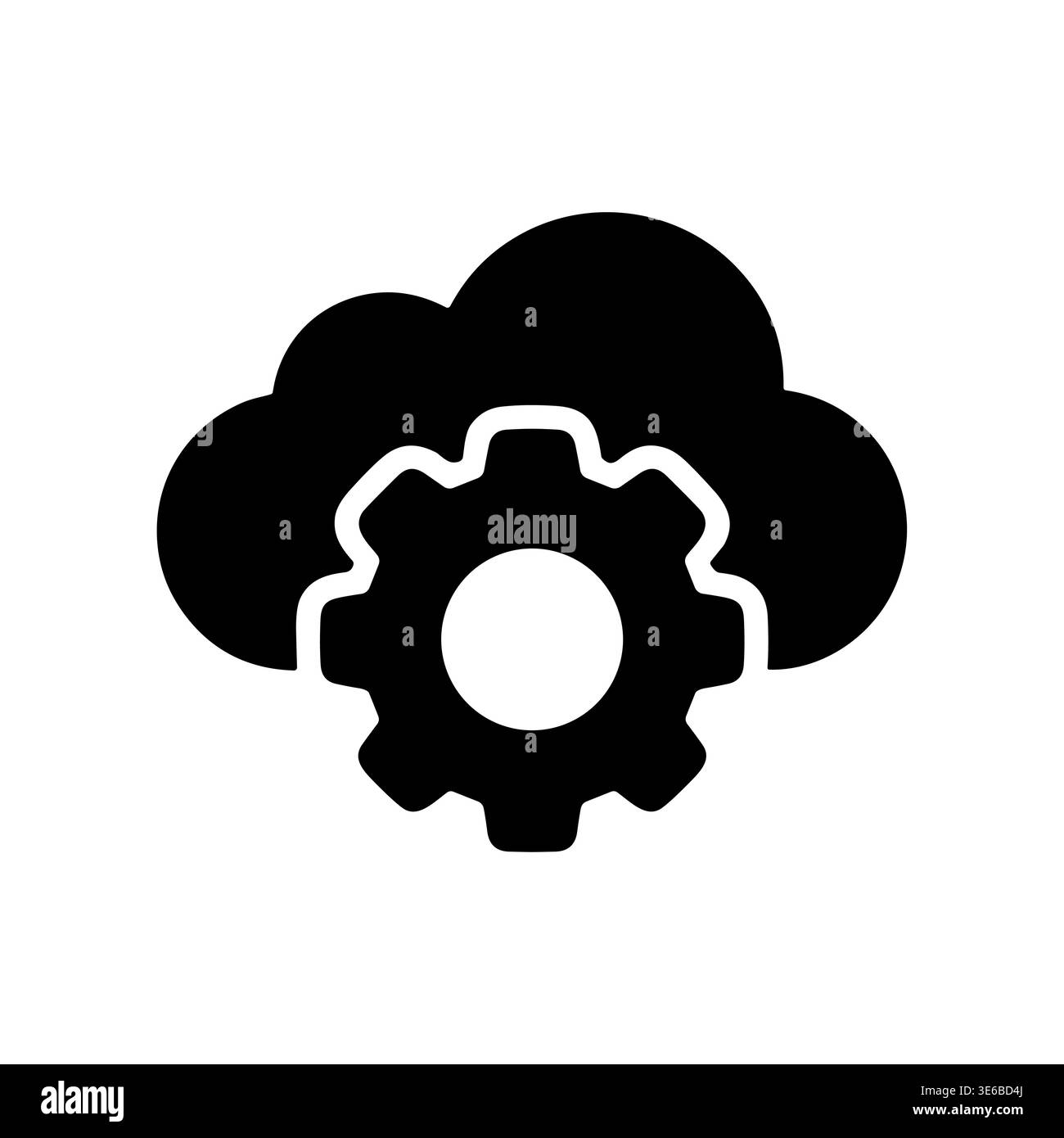 Cloud computing configuration icon, service setting black vector illustration Stock Vector