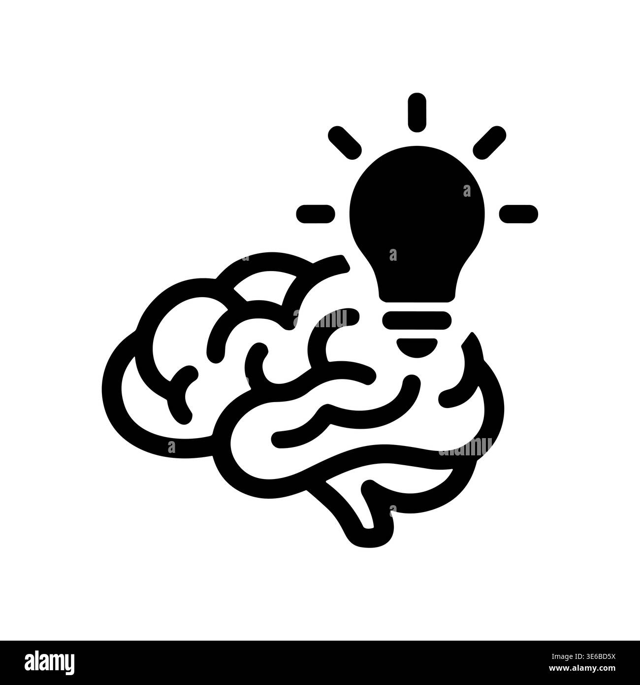 Brain and lightbulb icon symbolizing creative idea generation in mind Stock Vector