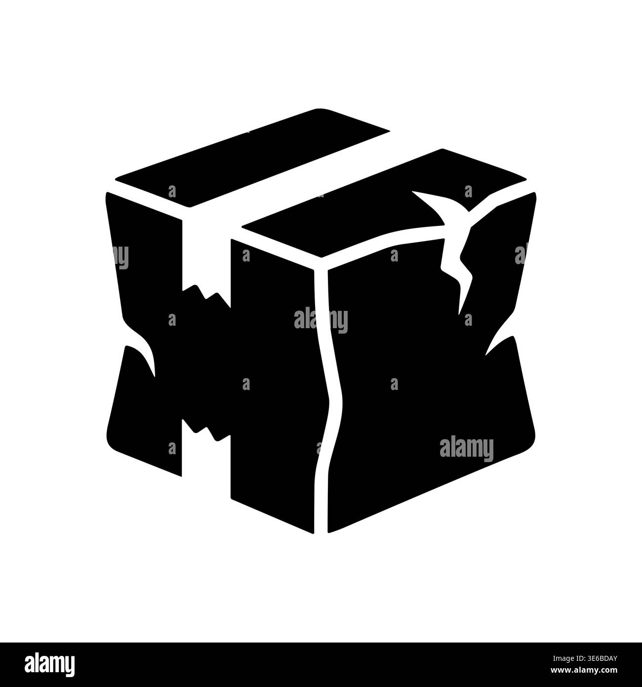 Damaged Cardboard Box Icon Black and White Graphic Style Stock Vector