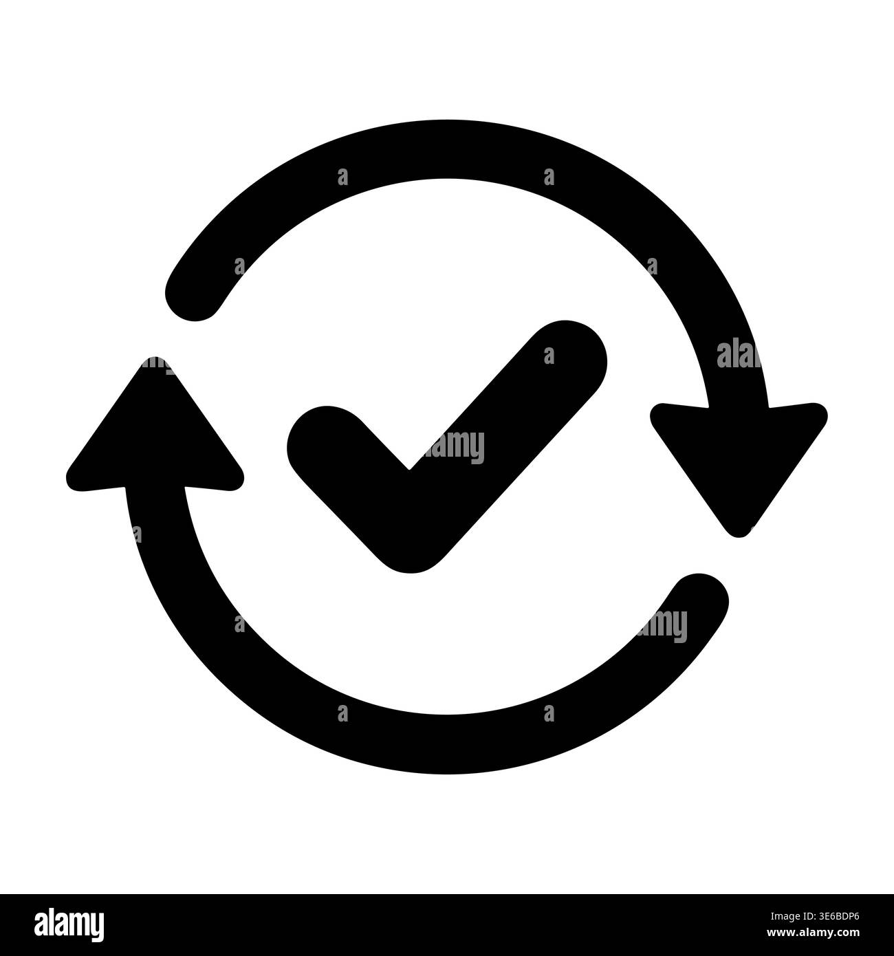 Rotating arrows with check mark vector icon illustration design Stock Vector