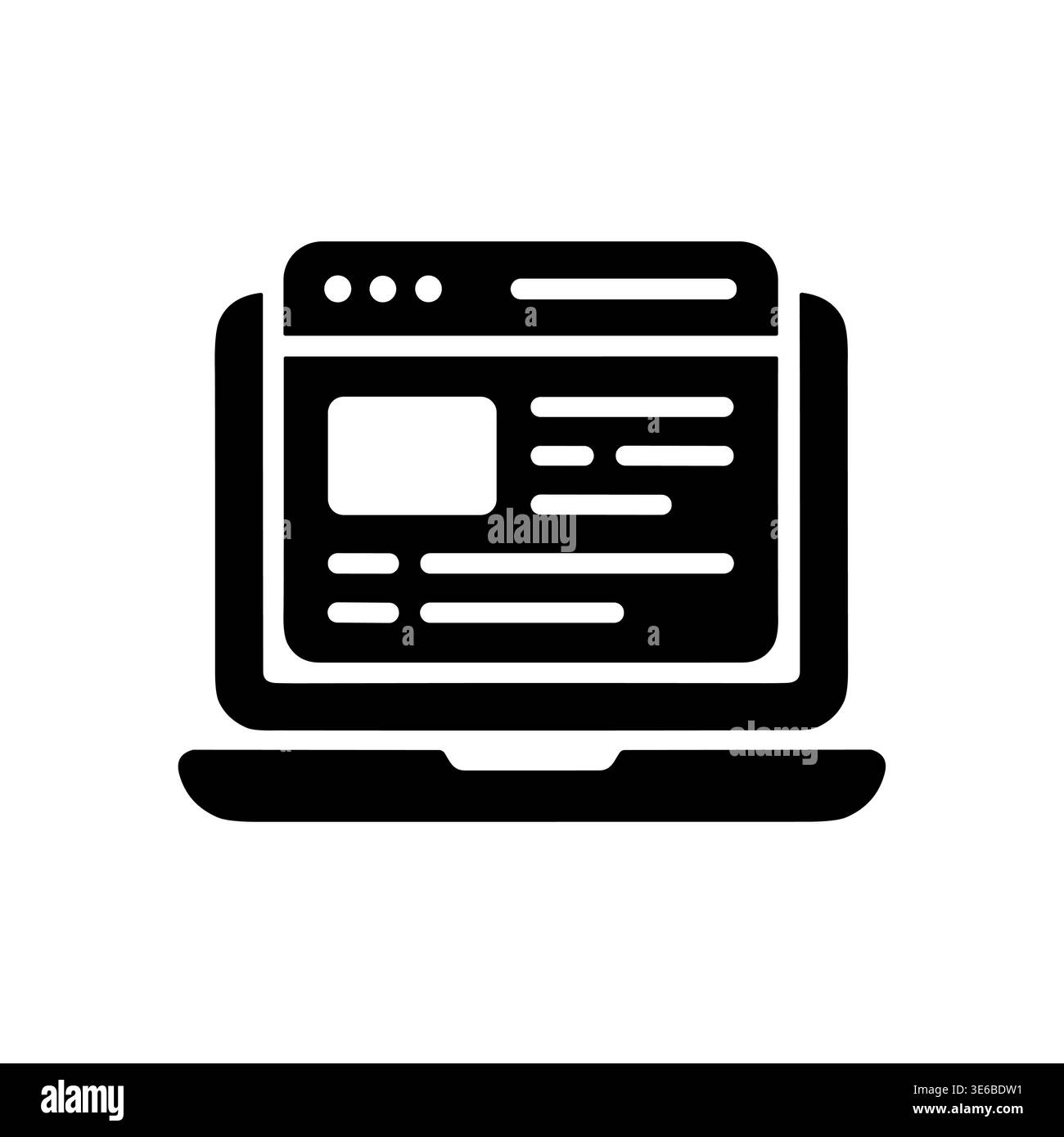 Laptop with Browser Window Minimalist Style Vector Icon Illustration Stock Vector