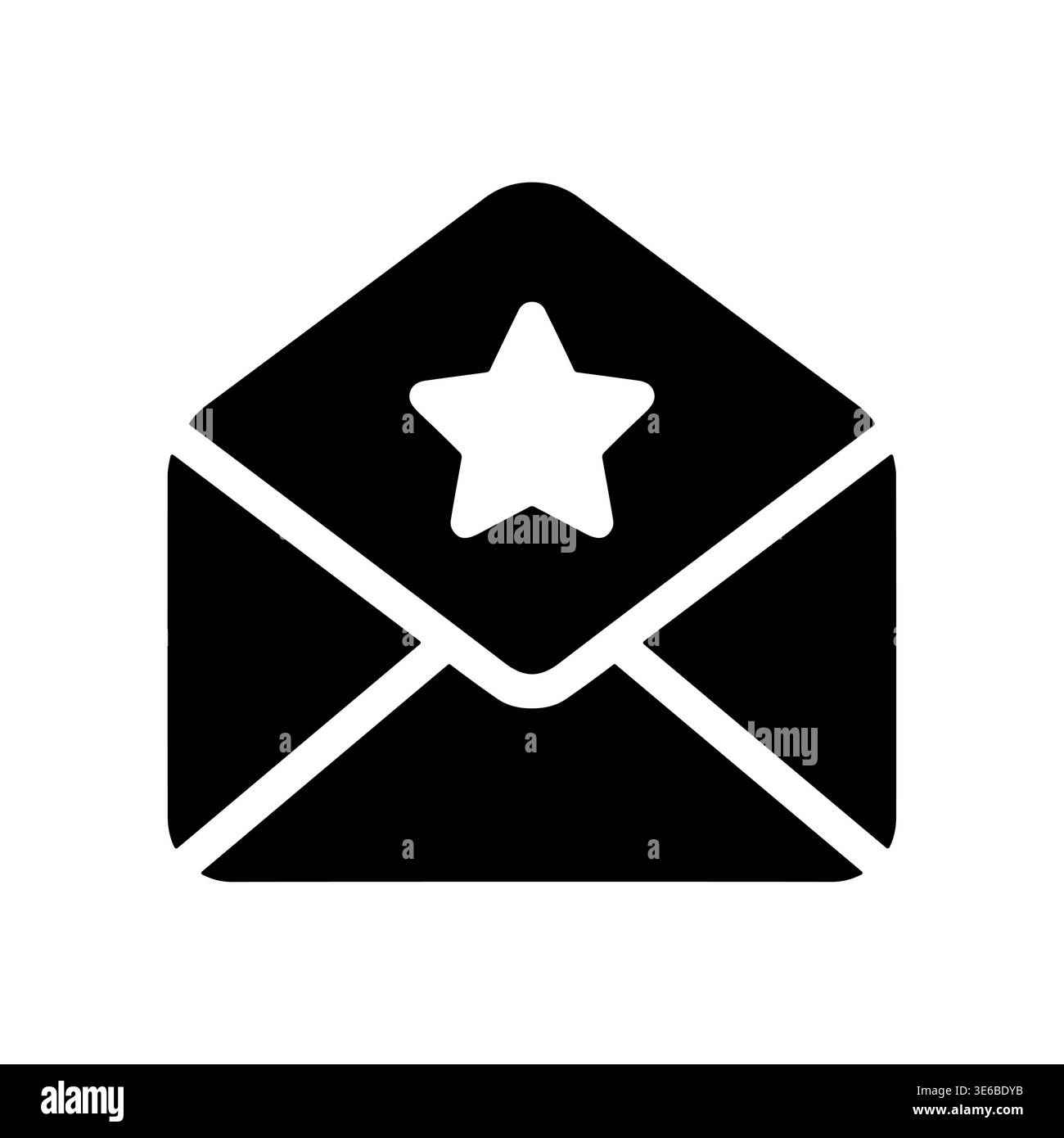 Black and White Starred Envelope Icon Vector Illustration Graphic Stock Vector