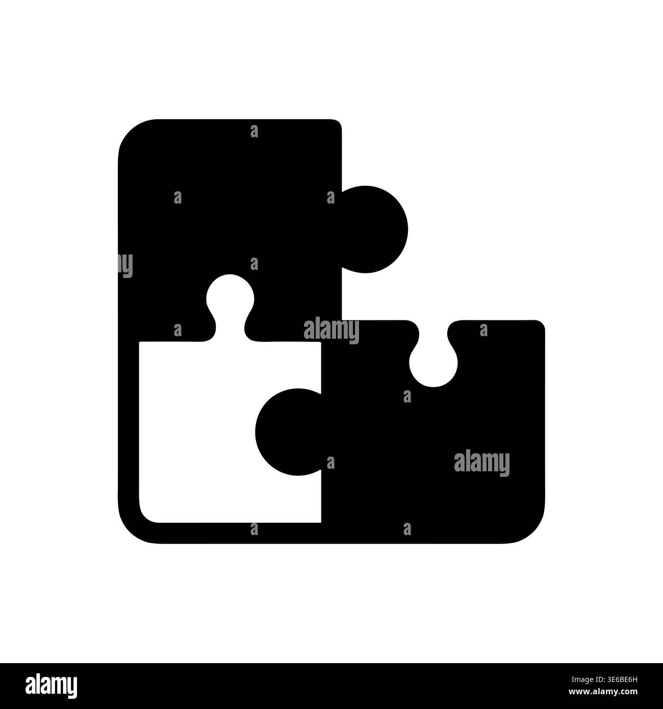 Three puzzle pieces connected black and white vector illustration Stock ...