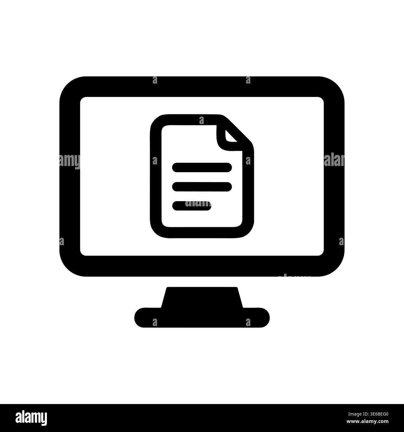 Monitor with Document Icon Showing on Screen, Vector Illustration Stock Vector