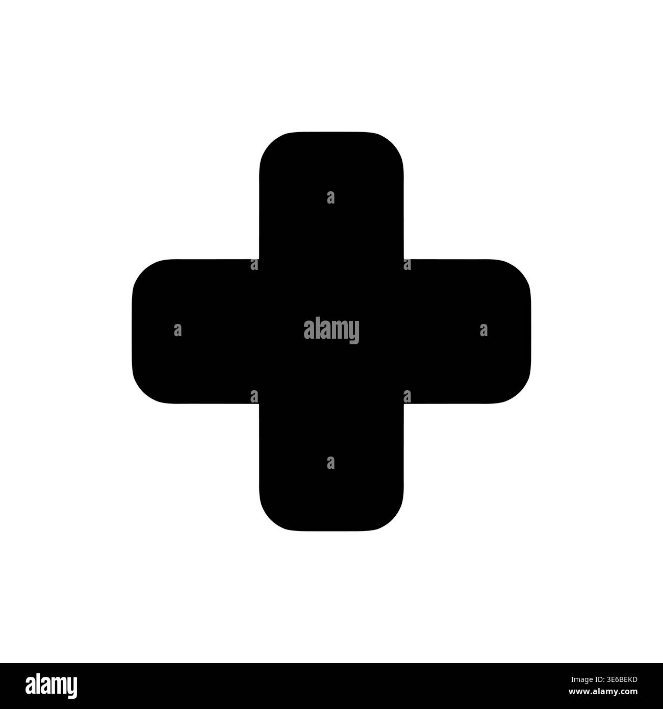 Black rounded plus sign icon on white background illustration Stock Vector