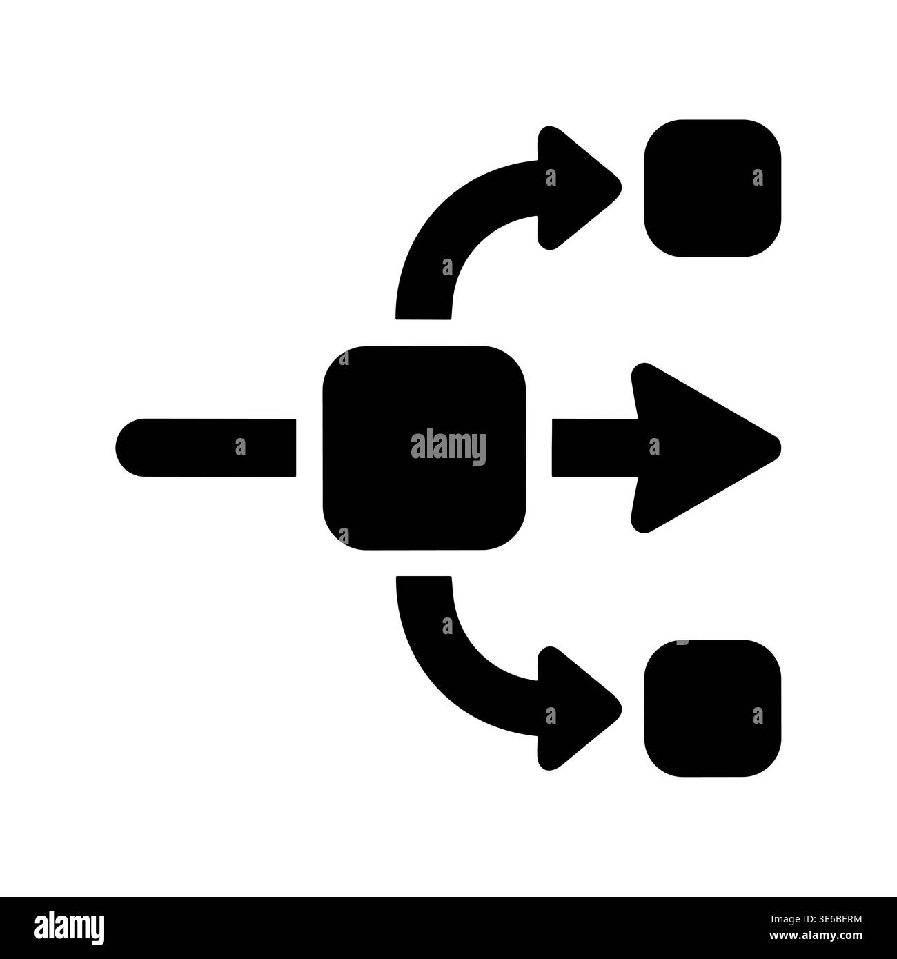 Branching Out Black and White Flowchart Diagram Icon Concept Stock ...