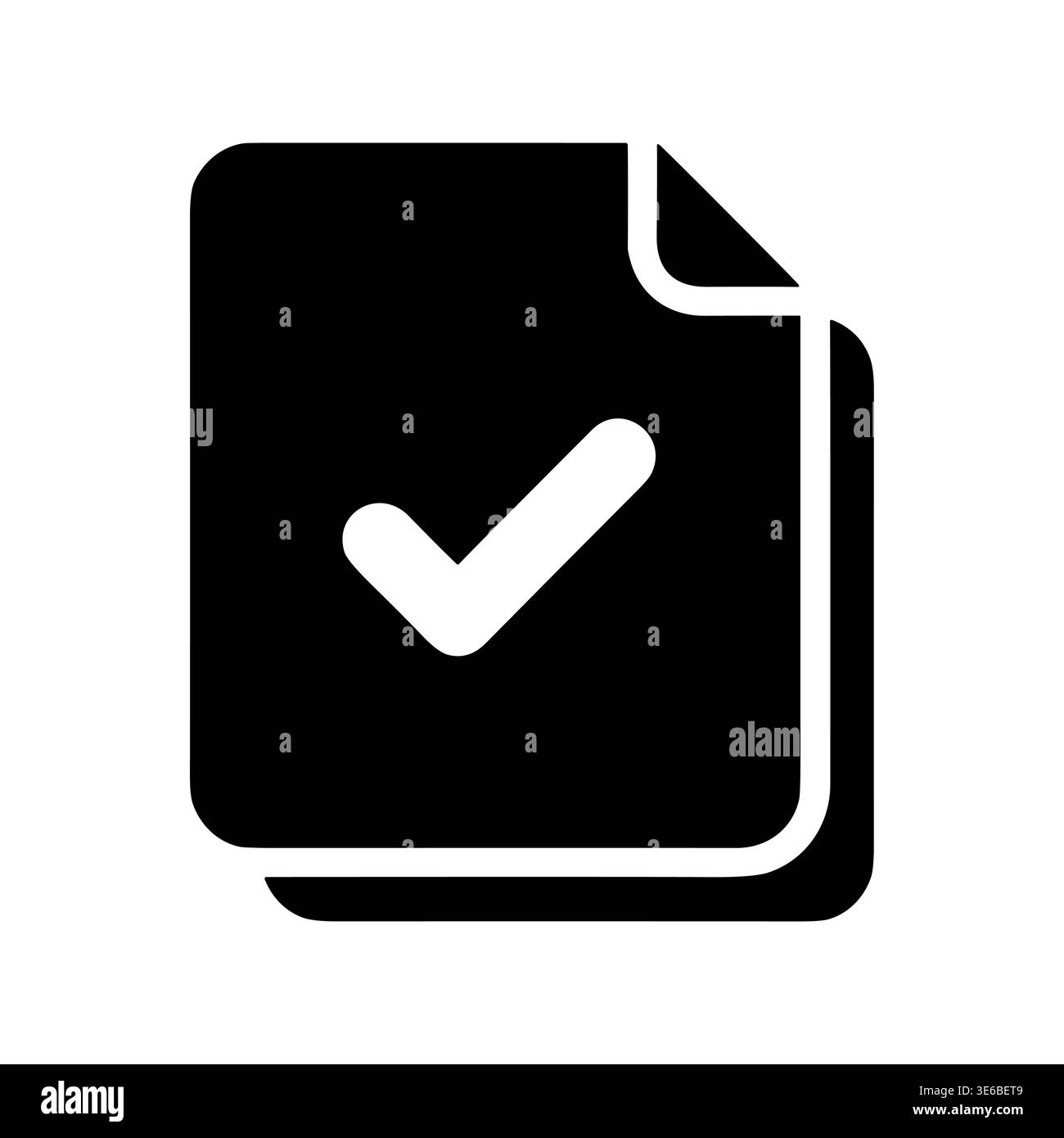 Document with Check Mark Icon in Glyph Style Vector Stock Vector
