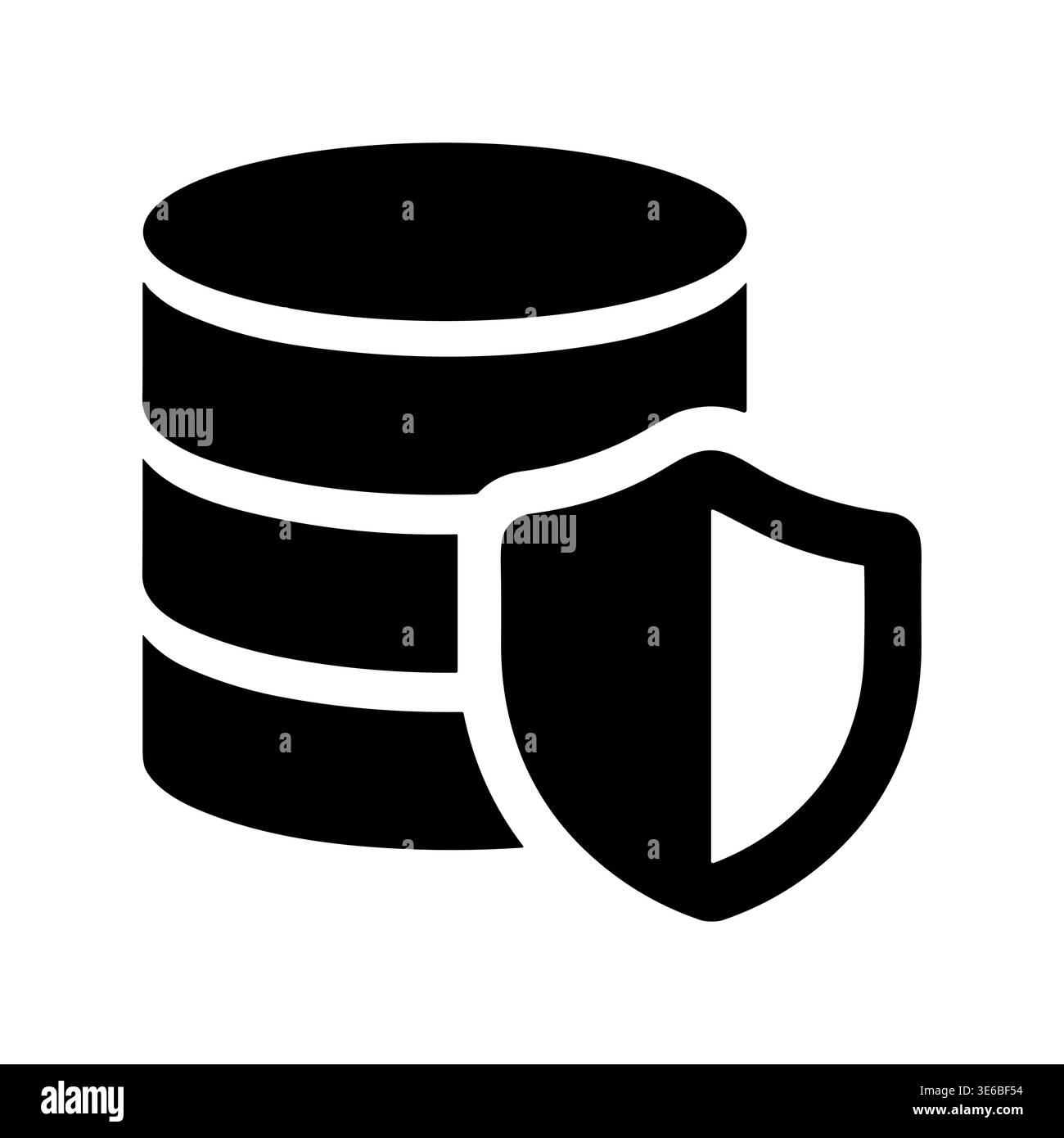 Database server with security shield, data protection vector glyph icon Stock Vector
