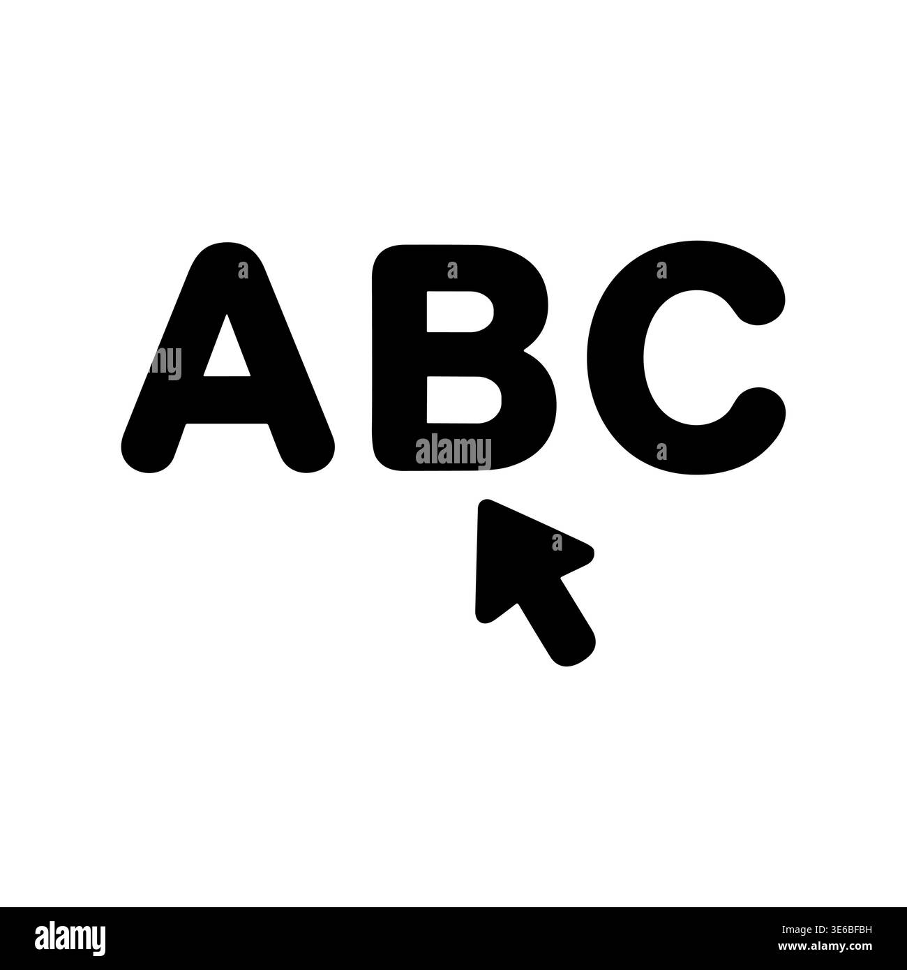 ABC letters selected by cursor, alphabet choice black icon Stock Vector ...