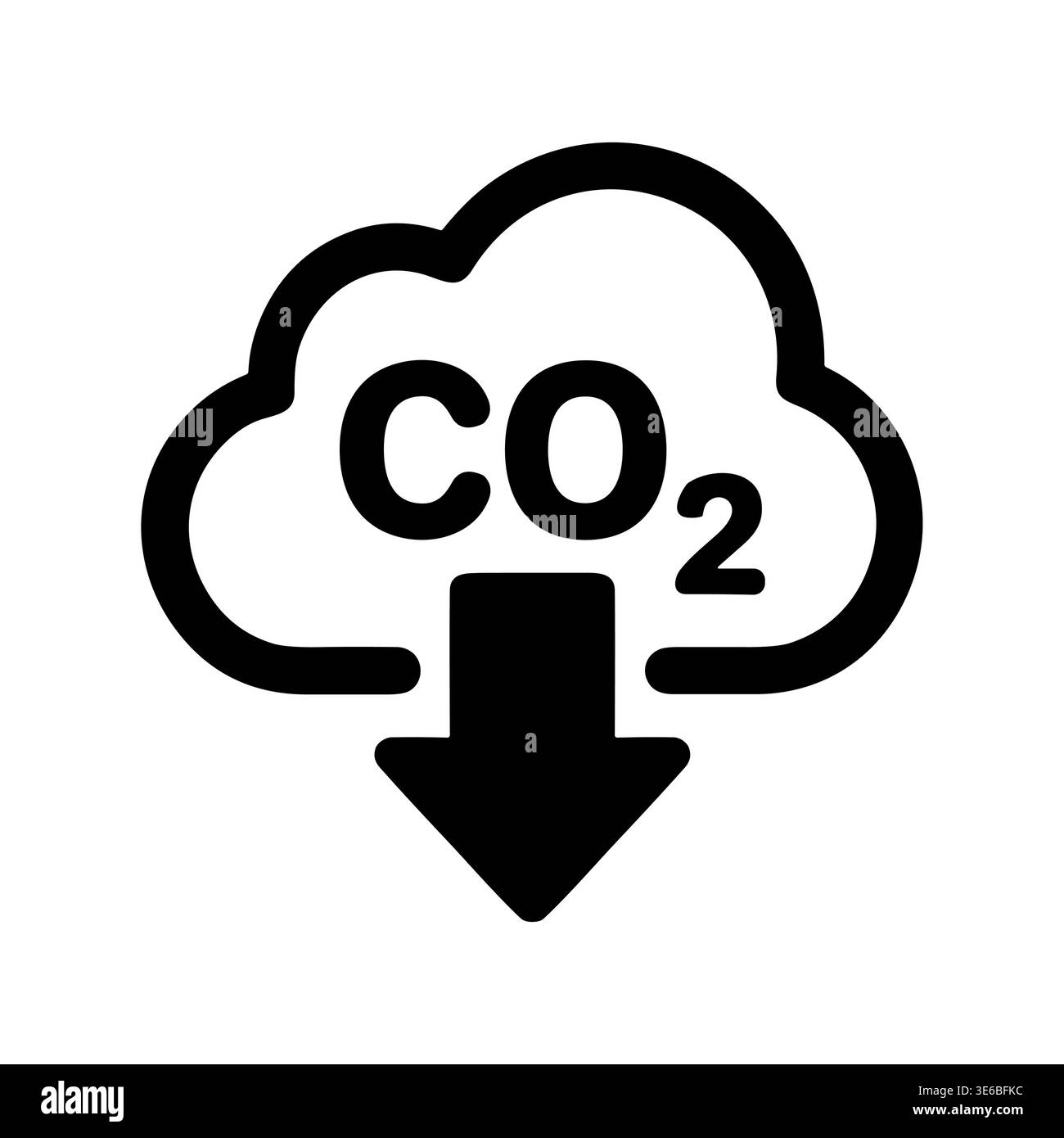 CO2 Reduction Icon in Cloud Shape with Arrow Down Stock Vector