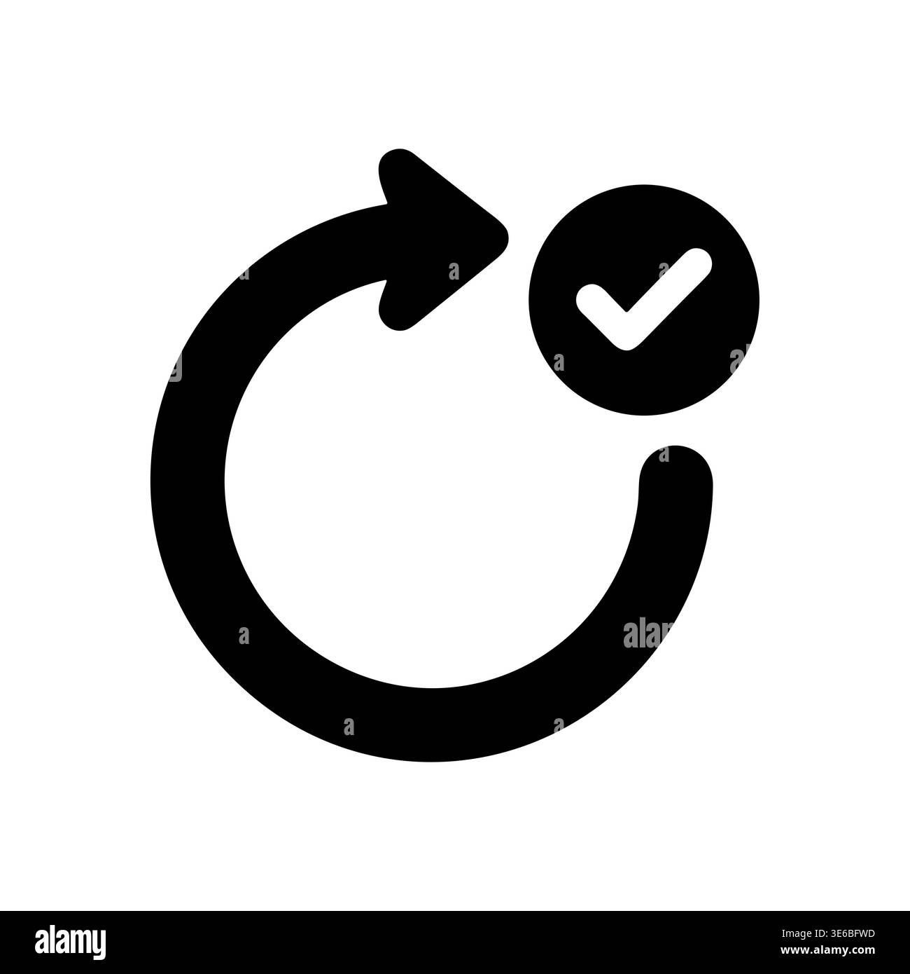 Refresh completed vector icon symbol with checkmark in circle Stock Vector